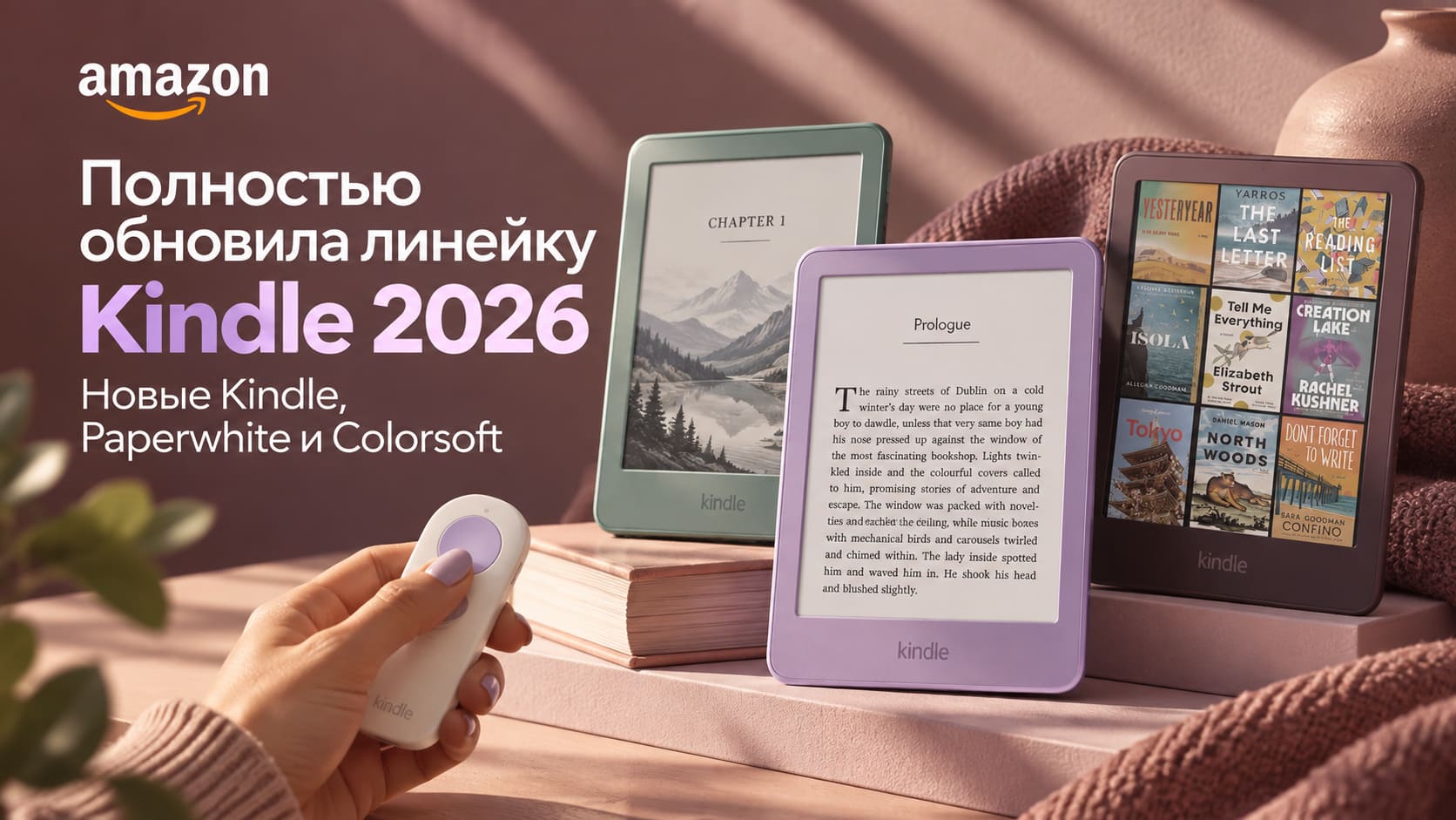 Amazon полностью обновила линейку Kindle 2026: новые Kindle, Paperwhite и Colorsoft